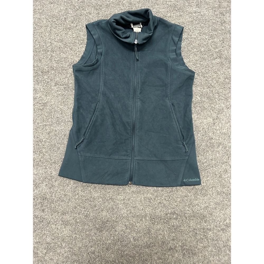 Columbia Vest Womens Size L Blue Fleece Full Zip Mock Neck Sleeveless Outdoor